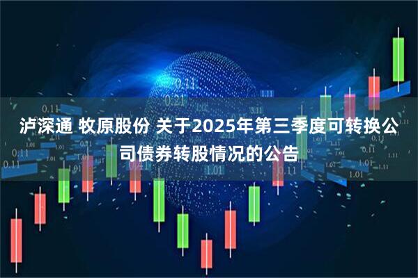 泸深通 牧原股份 关于2025年第三季度可转换公司债券转股情况的公告